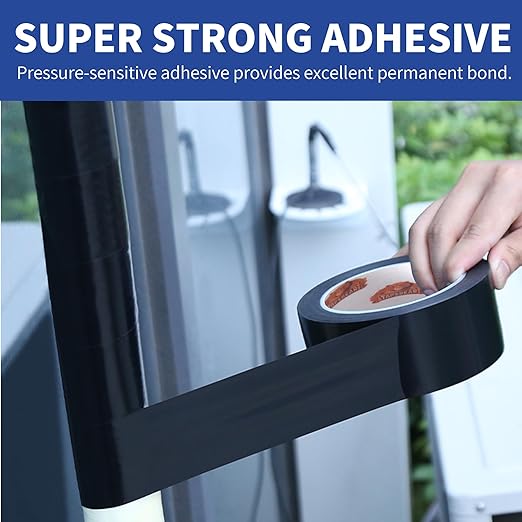 TAPEBEAR 12 Rolls Corrosion Protection Pipe Tape, 10mil Pipe Wrap Tape for Drain Pipe, Metal Electrical Outdoor Underground Pipe, Waterproof PVC Black Tape Thicker for Hose Leak Proof, 4Inch x 33Yard
