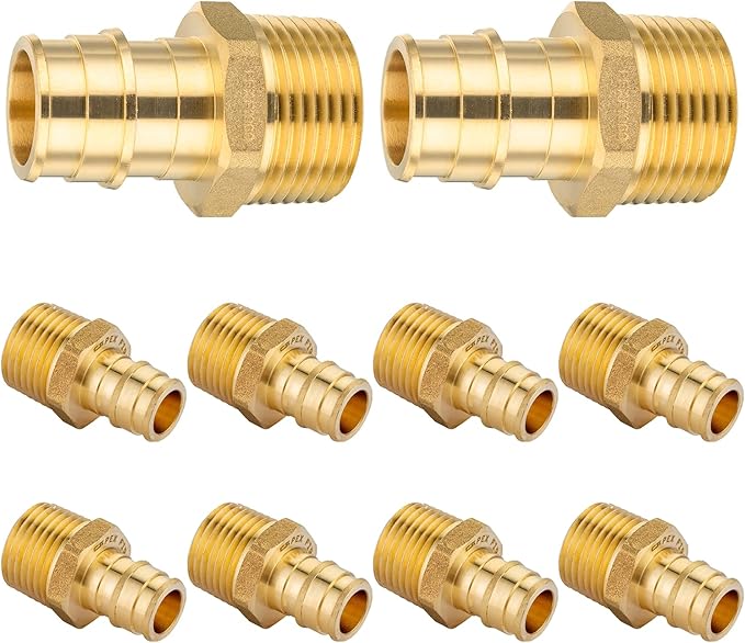 10-Pack HeSun PEX A Expansion Fitting, 1/2 Inch Male Thread Adapter,1/2" Male NPT x 1/2" Pex Expansion Adapter,ASTM F1960(PEX1960016)