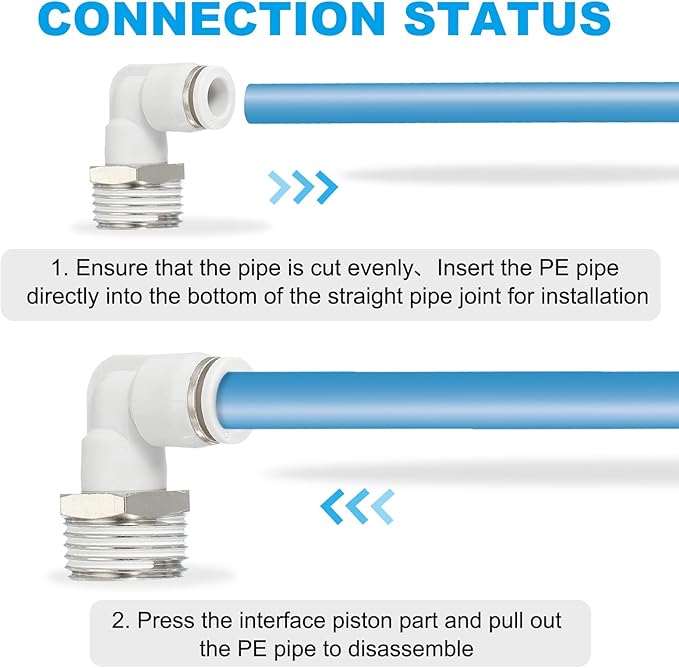 PATIKIL Push to Connect Fitting, 2 Pack Pneumatic Air Elbow Quick Connector 1/2"PT Male Thread x 8mm Tube 90 Degree Connect Tubing Elbow Air Tube Fitting Pneumatic Quick Adapter, White