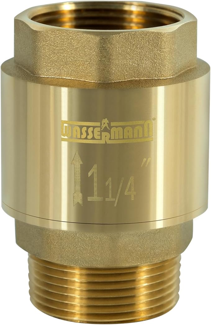 Wassermann 1-1/4" Brass Check valve 1.25“ NPT water Check Valve for submersible well pump 1.25 NPT inlet x 1.25 FNPT Outlet Suitable For Well Pump Irrigation System Water Supply System