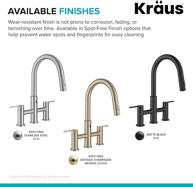 KRAUS Oletto Touchless Sensor Bridge Kitchen Faucet with Pull-Down Sprayhead in Spot-Free Stainless Steel, KSF-3122SFS