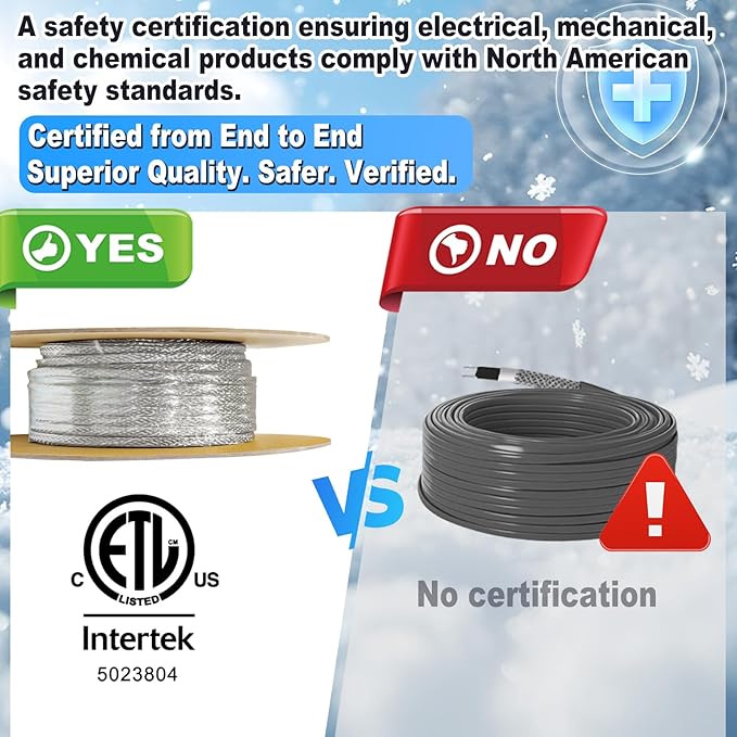 100' HTM Braid Self Regulating Heating Cable Mobile Home Heat Tape Water Pipes Freeze Protection Heat Trace Energy Saving Heat Tape for Water Hose
