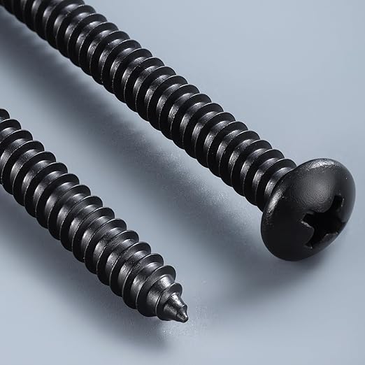 #8 x 5/8 Inch Pan Head Wood Screws, Phillips Drive, Black Oxide Stainless Steel 304 (18-8), Self Tapping for Wood, Sheet Metal Screws, 100 Pack