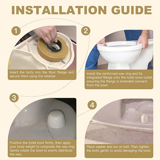 Extra Thick Toilet Wax Ring Replacement Kit, 2 Sets Wax Ring for Toilet For New Install or Re-seat, Universal Wax Ring Kit for Toilet with Flange and Bolts, Fits 3" & 4" Waste Lines, Easy Installation