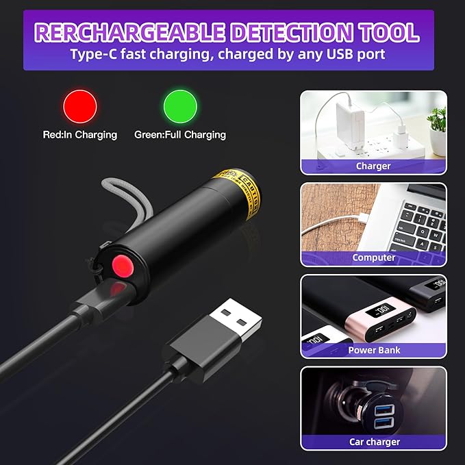 SEVENKA Air Conditioner Leak Detector, Professional Rechargeable AC Leak Detector Kit, AC UV Dye Leak Detection with UV Protective Glasses, Portable Bag