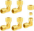 ChillWaves Brass Compression Tube Fitting, 1/2" OD x 3/8" NPT Male 90 Degree Elbow Compression Union Connector(5-PACK)