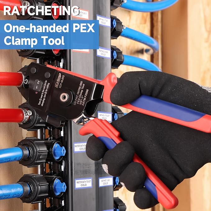 iCrimp ICP-BJ03 PEX Clamp Tool for Cinch and Removal of 3/8-in, 1/2-in, 3/4-in and 1-in PEX Clamp Rings, One-handed PEX Crimping Tool
