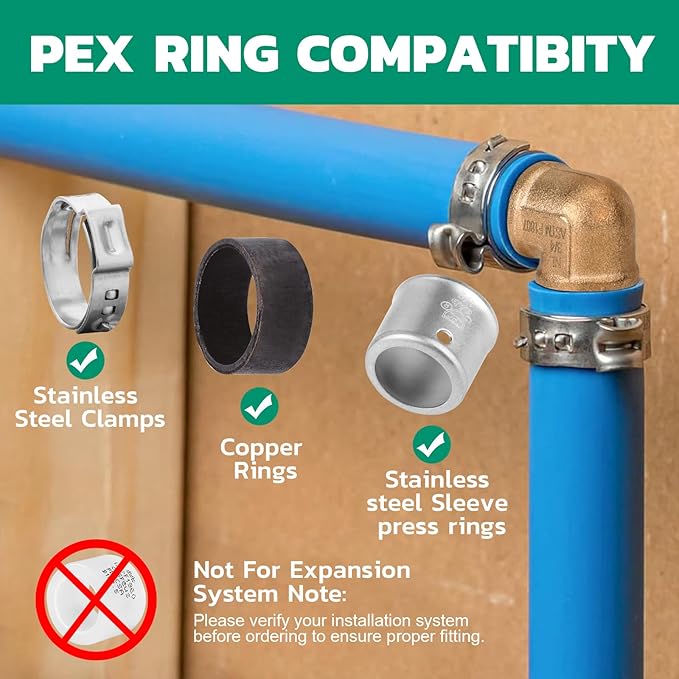 PEX Fittings 1/2 Inch, 12PCS Elbow Lead-Free Brass Connectors for PEX B Pipe, NSF UPC Certified, ASTM F1807, Compatible with Crimp/Clamp Rings (Hot/Cold Water, Hydronic Heating)