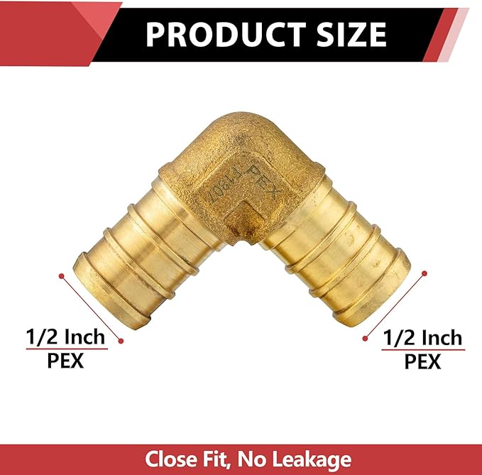 30-Pack EFIELD Barb Crimp Pex 1/2 inch X 1/2 Inch 90 Degree Elbow Brass Fittings For Pex Pipe/Tubing Connection,(PEX1807055)