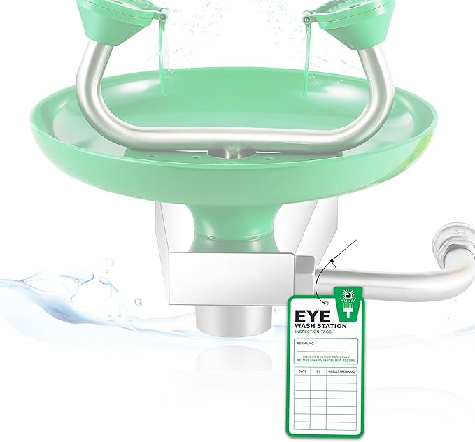 Eye Wash Station Inspection Tags - 50 Pack, Yearly Monthly Eyewash Inspection Station Tags, RP-Plastic, OSHA Approved, Waterproof