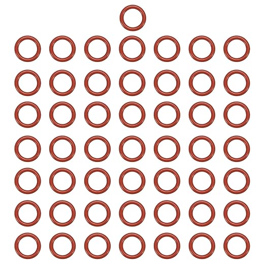 MECCANIXITY Silicone O-Ring 9mm ID 13mm OD 2mm Width Metric VMQ Sealing Gasket Replacement 50A Durometer for Plumbing Compressor Faucets Valves Repair (Red, Pack of 50)