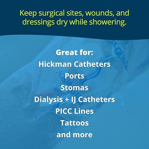 TIDI 50015-CSE AquaGuard Sheet – 9” x 9” – (Area of Coverage: 7” x 7.5”) – Shower Protection Sheet – Self-Adhesive Moisture Barrier – Wound Cover for Showering – 98 Sheets – Home Medical Supplies