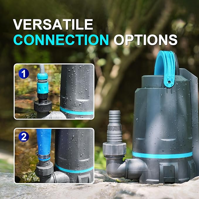 Aquastrong Automatic Sump Pump, 1/2 HP Submersible Water Pump, 3159 GPH Utility Pump High Flow Water Removal for Swimming Pool, Garden Pond, Basement, Window Wells with 10ft Long Power Cord