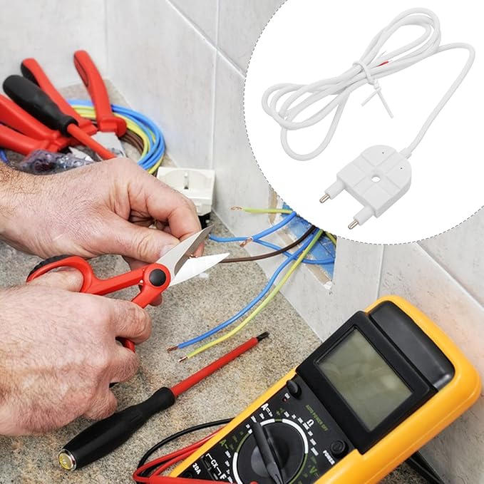 Water Leak Sensor Probe with 1M Stainless Steel Electrode Reusable Water Detection Probe for Home Leak Alarm Parts for Kitchen Bathroom Basement