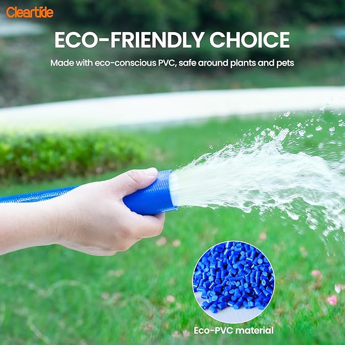 Cleartide Pool Backwash Drain Hose with Camlock Fittings, 1-1/2" x 25ft Heavy Duty Reinforced Blue PVC Lay Flat Discharge Hose for Pump, Pool Drainage, Includes 150M Adapter & Stainless Steel Clamp