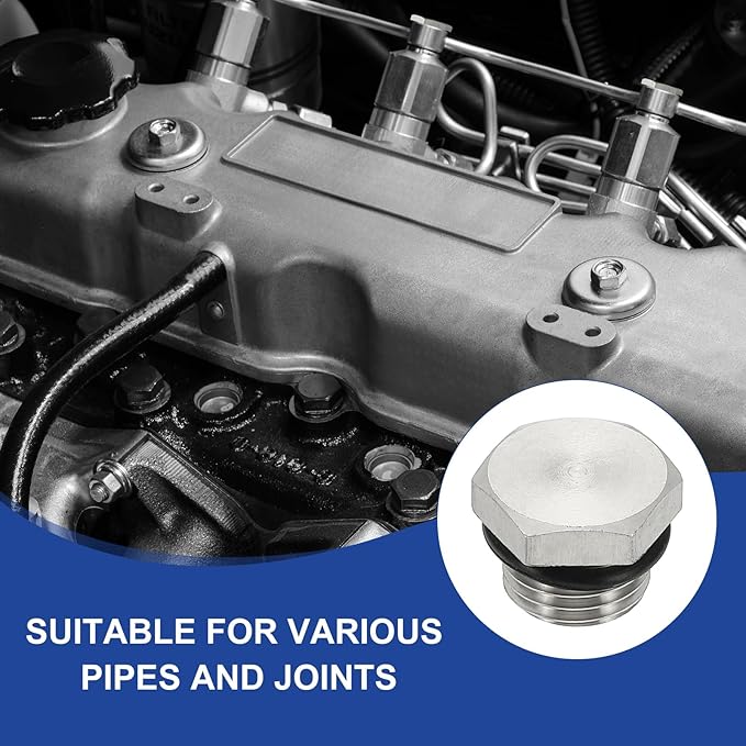 MECCANIXITY BSPP Pipe Plug Fitting, 304 Stainless Steel G1/2 Male Outer Hex Thread for Plumbing Fixed with Sealing Rubber Ring