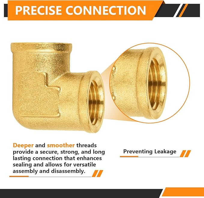 20-PCs HeSun Brass Pipe Fitting, 1/2" x 1/2" NPT Female 90-Degree Barstock Street Elbow