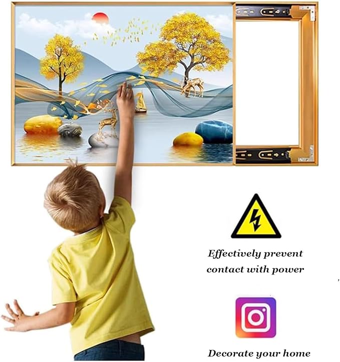 Fuse Box Cover Cabinet, Breaker Box Cover, Decorative Painting of Electricity Meter with Clock, Wall Mounted Hide Electrical Panel Cover Decorative,Q,50x80cm