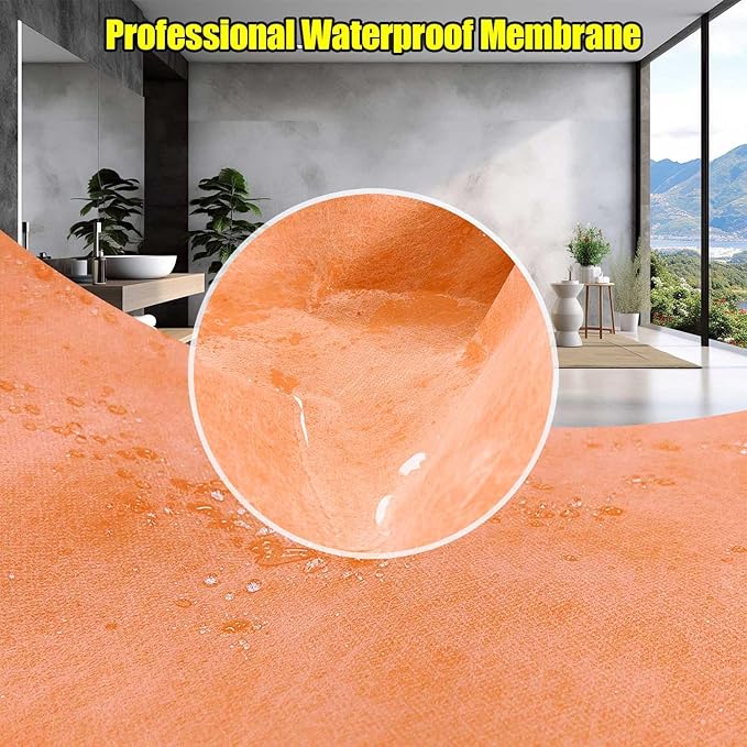 Waterproof Membrane for Shower 3.8 ft x 29 ft / 108 Square Feet Waterproofing Shower Membrane 25.6mil Thickness Waterproof for Sauna Bathroom Walls Tile Underlayment 108 sqft Polyethylene Fabric Roll