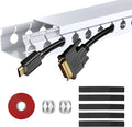 Updated White Cable Raceway Kit, 77 (5x15.5) inch Open Slot Wire Covers for Cords, Cable Management System to Hide Under Desk/TV/Computer/Net/Power Cords(Pack 5)