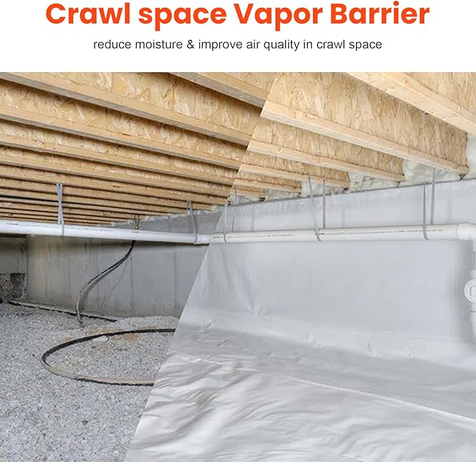 ABESTORM Crawl Space Vapor Barrier 14 Mil Film 10'x100' Thick Plastic Sheeting Drop Cloth Vapor Barrier Covering for Crawlspace, Encapsulation, Blackout Plastic Painters Tarp, Black and White Film