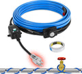 30FT Pipe Heat Cable with Thermostat, Self-Regulating Heating Cable 120V 5W/FT, Freeze Protection for Water Pipes, Roof, Garden, and Outdoor Use, Works Down to -40°F