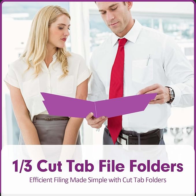 File Folder, PANDRI 120 Pack File Folder, 1/3 Cut Tab, Letter Size, Filing Folder for Office School Business, Rosepurple