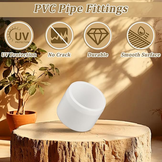 20-Pack 1/2" End Cap PVC Fittings, Furniture Grade Pipe Fittings End Cap for SCH40 PVC Pipe, Pipe Connectors for All DIY Structure and Frames