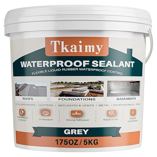 Polyurethane Waterproof Sealant 175 oz, Light Grey Professional Coating for Roofs, Concretes, Gutters | Fix Leaks & Cracks | Indoor and Outdoor Use