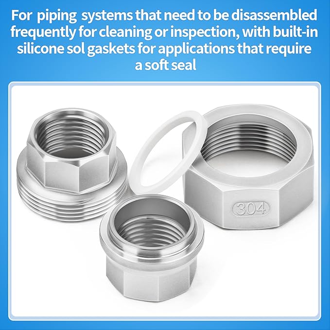 ChillWaves 304 Stainless Steel Cast Pipe Fitting, Union，1" NPT Female，Thread Adapter(1-PACK)