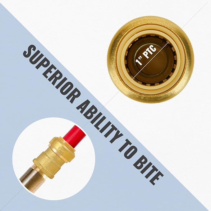 SUNGATOR Pushfit Female Adapter, 1 Inch Push x 1 Inch FNPT Adapter, No Lead Brass Push to Connect Plumbing Fitting to Work with Pex, Copper, CPVC, with 1 Disconnect Clip, Pack of 2