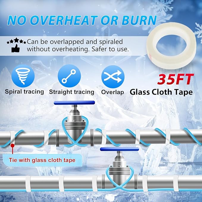 HEATIT 5JHSF 100Ft High-Efficiency Self Regulating Heat Tape Freeze Protection, Heat Tape for pvc Water Pipes, ETL Listed, 120V