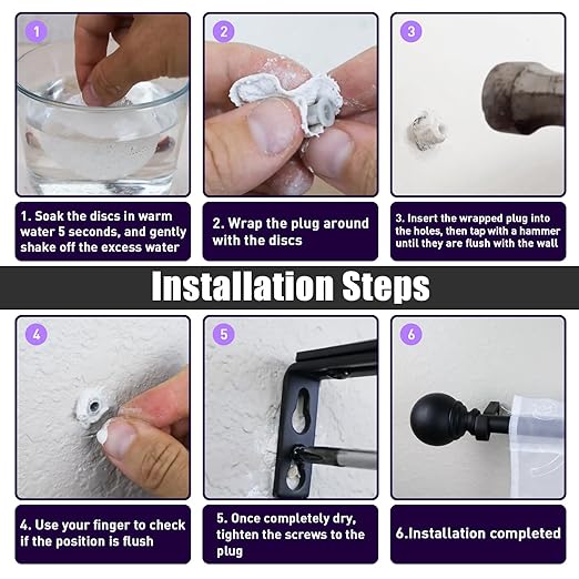 30 Pcs Drywall Anchor Repair Kit Solve Loose Wall Plugs Fast - Ideal for Curtain Rails, Towel Racks, Toilet Paper Holders and More Anchor Hole Patch (3.35 in)