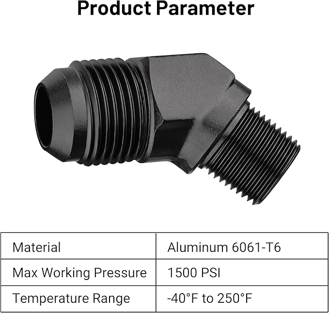 EVIL ENERGY 10AN Male Flare to 3/8" NPT Pipe 45 Degree Fitting Adapter Aluminum Black