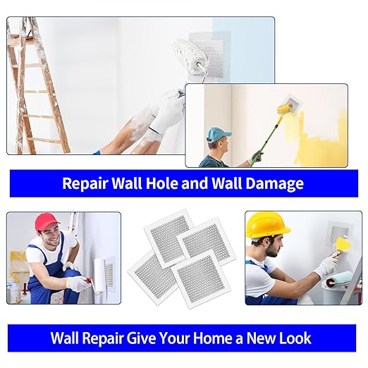 Drywall Repair Kit, Upgraded Size, 4pcs (10 x 10in) Large Hole Patch Kit, Self-Adhesive Fiberglass and Aluminum Sheet Metal Patch
