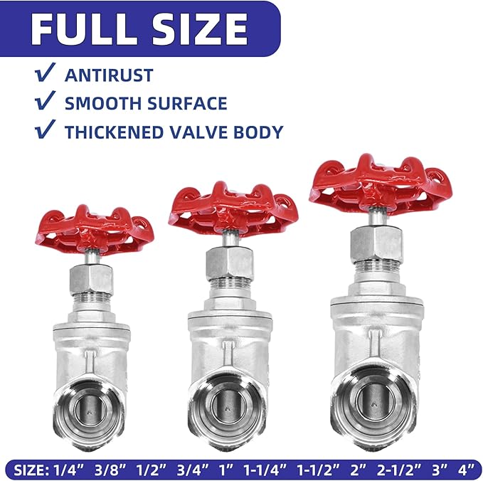 3" NPT Stainless Steel Gate Valve, Heavy Duty Female x Female Thread Manual Rotary Sluice Valve with Wheel Handle for Water, Oil, Gas, Industrial Plumbing, and HVAC Systems (3", DN80)