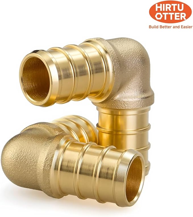25 Pack 1/2" PEX 90 Degree Elbow Fittings, Lead-Free Brass Crimp Connectors NSF/UPC, for Plumbing Repairs