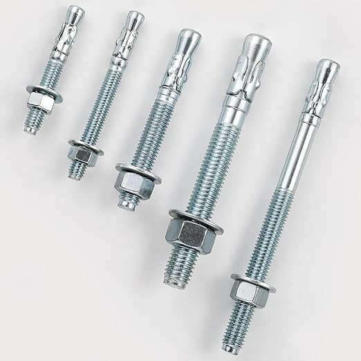 1/2x5 30Pcs Inch Standard Fasteners for Heavy-Duty Zinc Wedge Anchors for Cement and Concrete