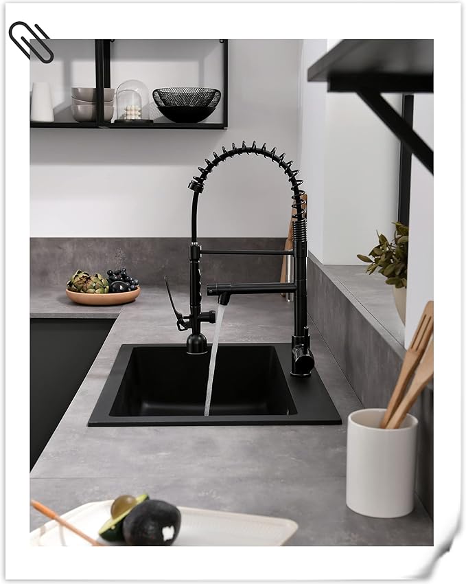 Fapully Commercial Single Handle Pull Down Sprayer Oil Rubbed Bronze Kitchen Faucet, Kitchen Sink Faucet with LED Light