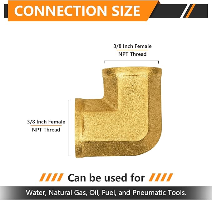 20-PCs HeSun Brass Pipe Fitting, 3/8" x 3/8" NPT Female 90-Degree Barstock Street Elbow