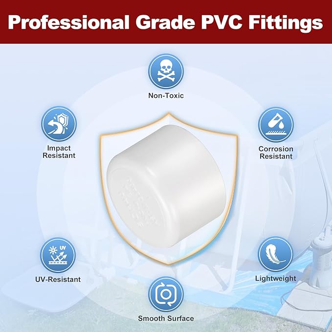 40 Pcs 3/4" PVC External End Cap Fitting, SCH40 Furniture Grade PVC Pipe Plug Adapter, Pipe Cover Fittings for DIY Project, Irrigation System, Plumbing Framework, Garden Structures