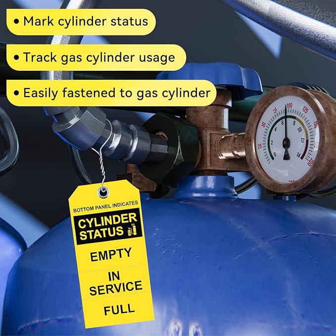 50 Pack Cylinder Status Sign Tags 2.4 X 4.7 Inch Empty in Service Full 3-Part Perforated Labels with Pre-Attached Wires for Checking The State of The Cylinder (50)