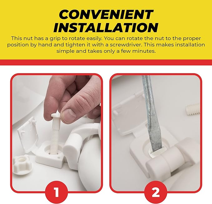 Qualihome Plastic Toilet Seat Screws Replacement - Durable Toilet Nuts - Bolts for Toilet - Toilet Screw Plastic Hardware - Easy Install for Toilet Lid
