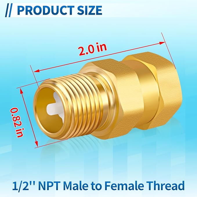 RV Water Heater Check Valve, 1/2" NPT Male to Female Thread Hot Water Heater Backflow Preventer, Lead-Free Brass Plumbing Backflow Check Valve for RV, Camper, Motorhome, Trailer
