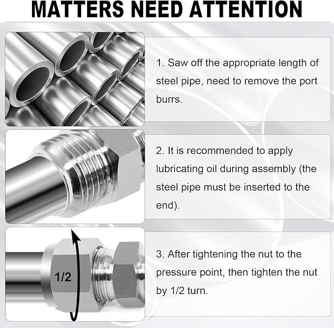 ChillWaves 304 Stainless Steel Compression Tube Fitting, 1/4" OD x 3/8" NPT Male Compression Union Connector(5-PACK)