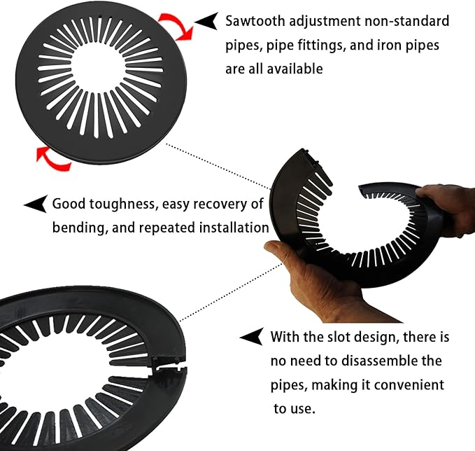 1 Piece Pipe Cover Flange Decoration Fit 2.36 to 3.07 inch Outer Diameter Pipe (60-78mm), PP Plastic Radiator Escutcheon Plate, Plumbing Cover Plates for Floor Wall Tube Decor, Black
