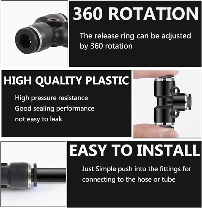 Push to Connect Fittings 3/8 Inch Tube OD x 1/8 Inch NPT Thread Male Straight Quick Connect Fittings Pneumatic Fittings Tube Fittings Air Line Fittings Air compressor Fittings 10Pcs