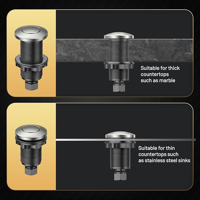 Garbage Disposal Air Switch Kit – UL Listed Professional Wireless Sink Top Button in Brushed Nickel, Compatible with Moen, Kohler, and Delta Faucets