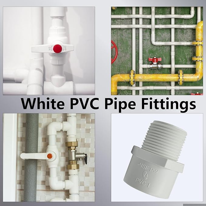 10Pcs 1/2 inch NPT Male Thread PVC Pipe Fitting Adapter Connector(Socket x NPT Male), Pipe Connectors, 1/2 inch Pipe Fitting, Pipe Coupling for Plumbing Water Line, Schedule 40, White