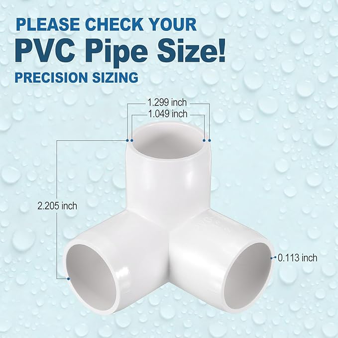 8 Pack 3/4" SCH40 PVC Elbow Pipe Fitting, 3-Way PVC Elbow Corner Side Outlet Tee Fitting, Furniture Grade Pipe Connectors for DIY Creative Project, Pond Protection, Socket x Socket